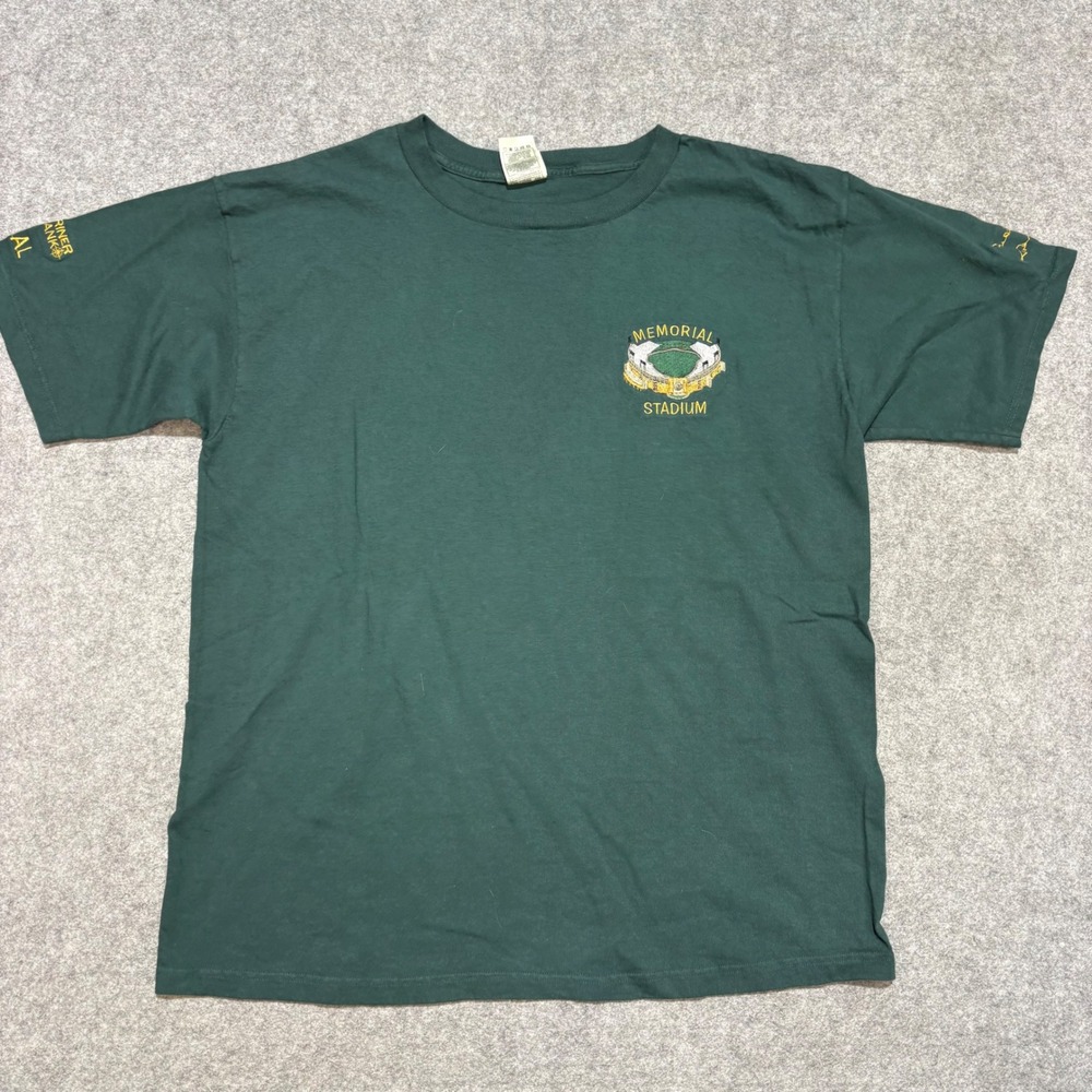 Fruit of the Loom Memorial Stadium T-Shirt Mens Large Green Embroidered Tee